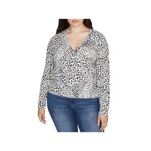 SANCTUARY Womens White Long Sleeve Surplice Neckline Faux Wrap Sweater Plus 1X